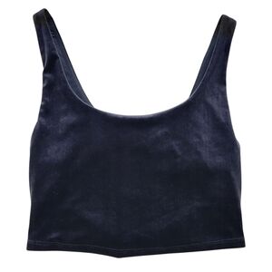 Athleta Sports Bra Womens‎ Small Black Velvet Cut Out Crop A-C Sports Athleisure